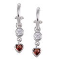 Sterling Essentials Sterling Silver Garnet and Cubic Zirconia Earrings