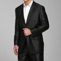 Carlo Lusso Men's Silky Black 2-button Suit
