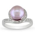 Sterling Silver Lilac Freshwater Pearl and Diamond Ring (9-9.5 mm)