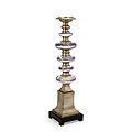 Argento Glass Ringed Medium Antique Floor Candlestick