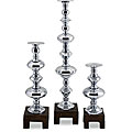More information on a blog about Regency Style desk Set of 3 Regent Modern Stacked Silvertone Candle Holders (China)