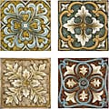 Set 4 Old Spanish Mission Rosette Design Wall Tiles