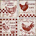 Set of 4 Iron Americana Little Red Hen Signs