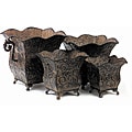 Set of 4 Iron Venice Square Scalloped Garden Vine Planters