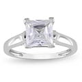 Miadora 10k White Gold Created White Sapphire Solitaire Ring