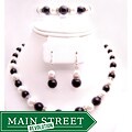 Black, Gray and White Glass Pearl Bead Jewelry Set