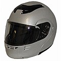DOT Modular Full Face Silver Motorcycle Helmet