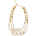 Goldtone Cream Color Faux Pearl Bib Necklace