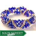 Cobalt Blue Crystal and Rhinestone Stretch Bracelet 
