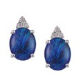 14k White Gold Triplet and 1/10ct TDW Diamond Earrings (H-I, I2-I3)