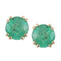 14k Yellow Gold Emerald Stud Earrings