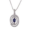 14k White Gold Sapphire and 1/3ct TDW Diamond Necklace