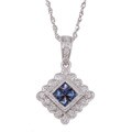 14k White Gold Sapphire and 1/6ct TDW Diamond Necklace (H-I, I1-I2)