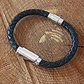 Leather and Stainless Steel Braided Bracelet (China)