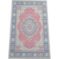 Persian Bamboo Handcrafted Salmon/Navy Rug (5' x 8')