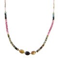14k Gold Multicolor Tourmaline Bead Necklace