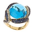 Dyach 14k Gold Blue Topaz, Sapphire and 1/5ct TDW Diamond Ring (I-J, I1-I2)