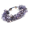 Amethyst, FW Pearls, and Crystal Handmade Bracelet (Thailand)