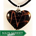 Glass Black and Copper Murano-inspired Heart Pendant