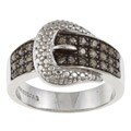 Sterling Silver 1/4ct TDW Brown Diamond Buckle Ring