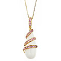 Dyach 14k Yellow Gold White Agate and Pink Sapphire Necklace