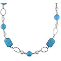 New York Pearls White Metal Turquoise Bead and Pearl Necklace