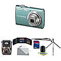 Nikon S220 10 MP Green Digital Camera with Bonus Kit (Refurbished)
