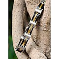 Stainless Steel and Carbon Fiber 8.5-inch Link Bracelet (Thailand)
