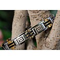 Sculptured Stainless Steel and Carbon Fiber Link Bracelet (Thailand)