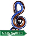 Murano-style Glass Blue, Black and Gold Music Note Pendant