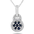 Sterling Silver Sapphire and 1/8ct TDW Diamond Antique Necklace (H-I, I2-I3)