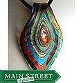 Murano-style Glass Red/ Blue/ Gold/ Green Foil Ripple Leaf Pendant