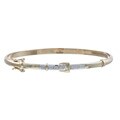 10k Yellow Gold Diamond Accent Buckle Design Bangle Bracelet