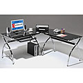 Free inviting roadmap on desk Office Smoked Tempered Glass L-shaped Computer Desk