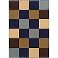 Authority on abstract Edgy Indoor Blue Abstract Rug (7'10 x 10'10)