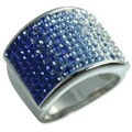 Sterling Silver White and Blue Crystal Ring