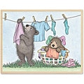 Gruffies Laundry Line Wood-mounted Rubber Stamp