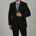 Perry Ellis Men's Slim Fit Black Pinstripe Suit