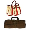 Bush Cream/ Burgundy Tote Bag and Brown Garment Bag Set