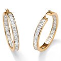 Ultimate CZ 14k Yellow Gold Overlay Cubic Zirconia Hoop Earrings