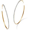18k Gold over Sterling Silver Diamond Accent Hoop Earrings