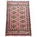 Pakistani Hand-knotted Peach/ Black Bokhara Wool Rug (2' x 3')