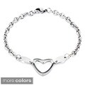 Stainless Steel Polished Heart Cut-out Charm Bracelet