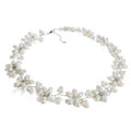 Intricate White Pearl Flower Link Necklace (3-10 mm) (Thailand)