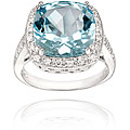 Glitzy Rocks Sterling Silver 10 3/8 CTW Square-cut Blue Topaz and Cubic Zirconia Ring