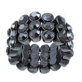 Celeste Gunmetal Black Crystal 3-row Stretch Fashion Ring