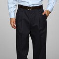 Austin Reed Men's Pleated Navy Satin Twill Reflex Pants
