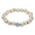 Light Poplar Wood Crystal Fireball Center Beaded Bangle Bracelet