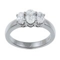 Platinum 1ct TDW Oval-cut Diamond 3-stone Ring (H-I, I1-I2) (Size 7)