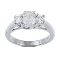 Platinum 1ct TDW Oval and Round Diamond 3-stone Ring (F-G, VS1-VS2) (Size 6.5)